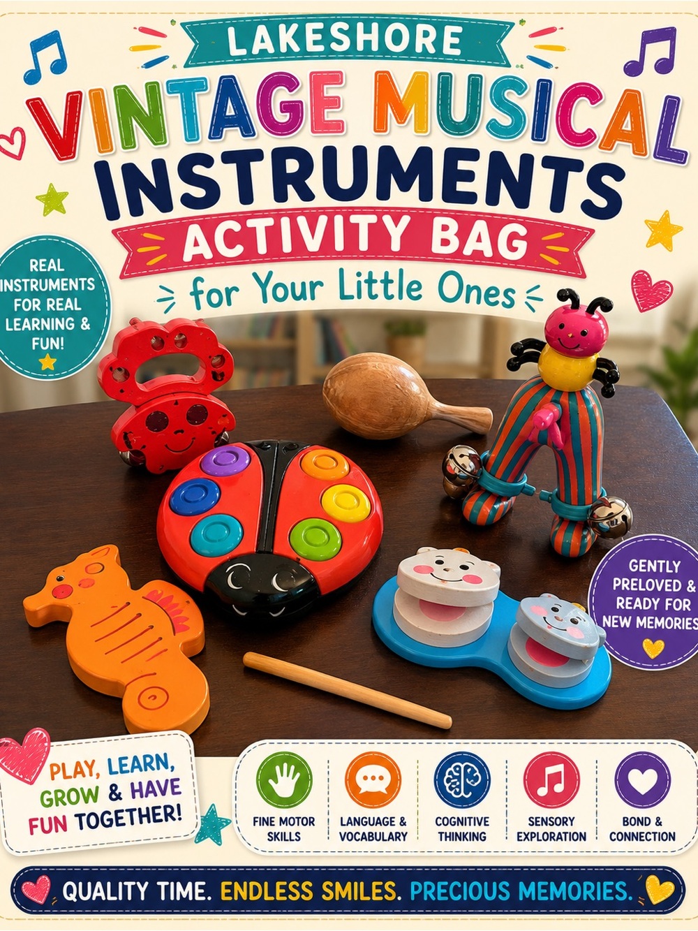 Lakeshore Vintage Musical Instruments Activity Bag for Your Little Ones